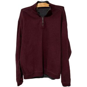 Tommy Bahama | 1/4 Zip Sweater Reversible Long Sleeve Gray Maroon- Size Large ?